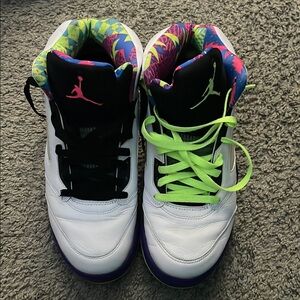 Jordan Athletic Shoes White and Black with Neon Accents